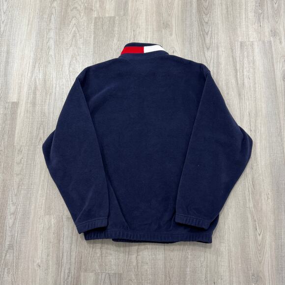 Vintage Tommy Hilfiger 1/4 Zip Fleece Men's Large Blue 90s Rap Hip Hop Preppy - Picture 5 of 6
